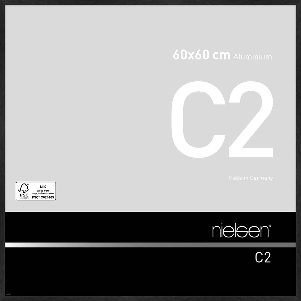 C2 Noir mat brossé 60 x 60 cm